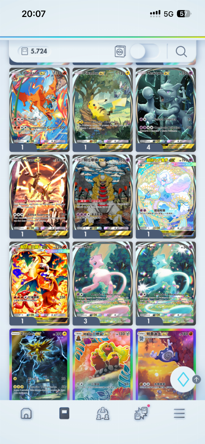 Conta POKÉMON TCG, 5 cartas ouro