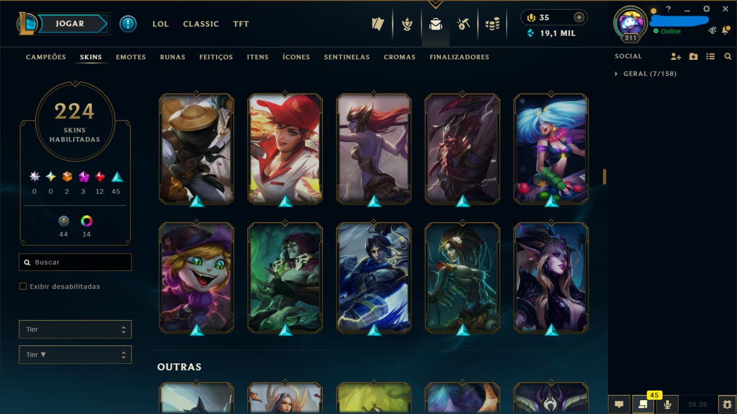 Conta com skins raras
