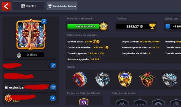 CONTA DE 8 BALL POOL BRABA, 1.4M DE FICHAS, NÍVEL 156, TACO BURACO NEGRO, CORRE!