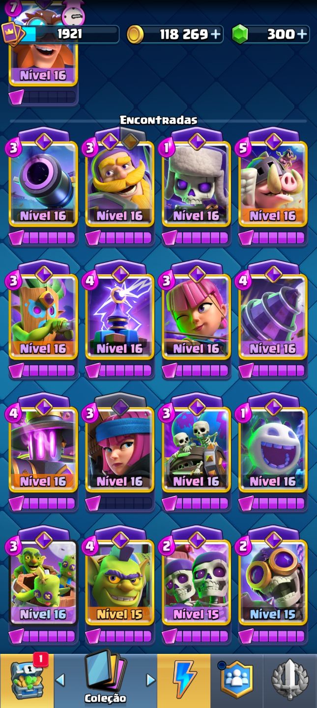 Conta de Clash Royale, arena sazonal 1 (penúltima arena) + brinde conta de Brawl
