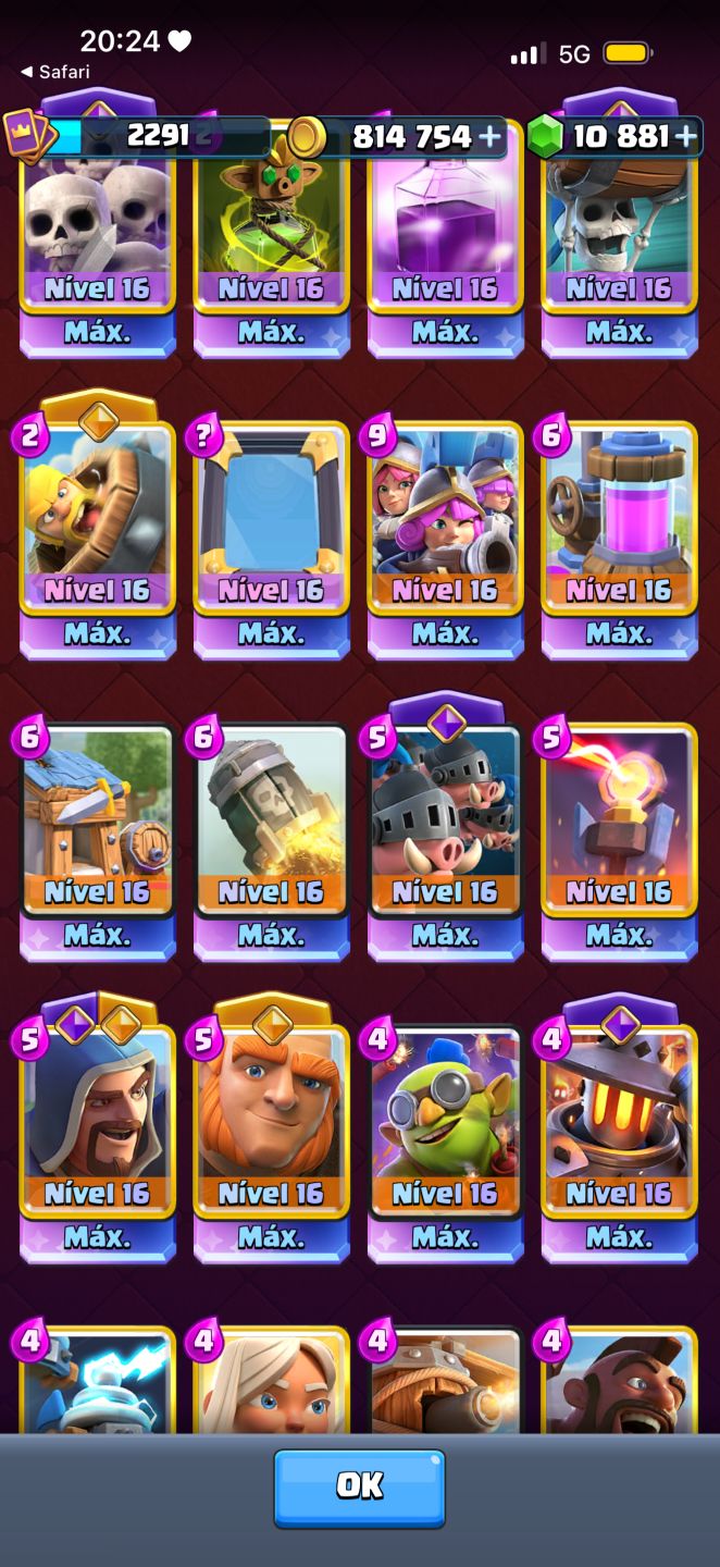 CONTA CLASH ROYALE TODAS AS CARTAS LVL 16 E EMOTES ULTRA RAROS!!!