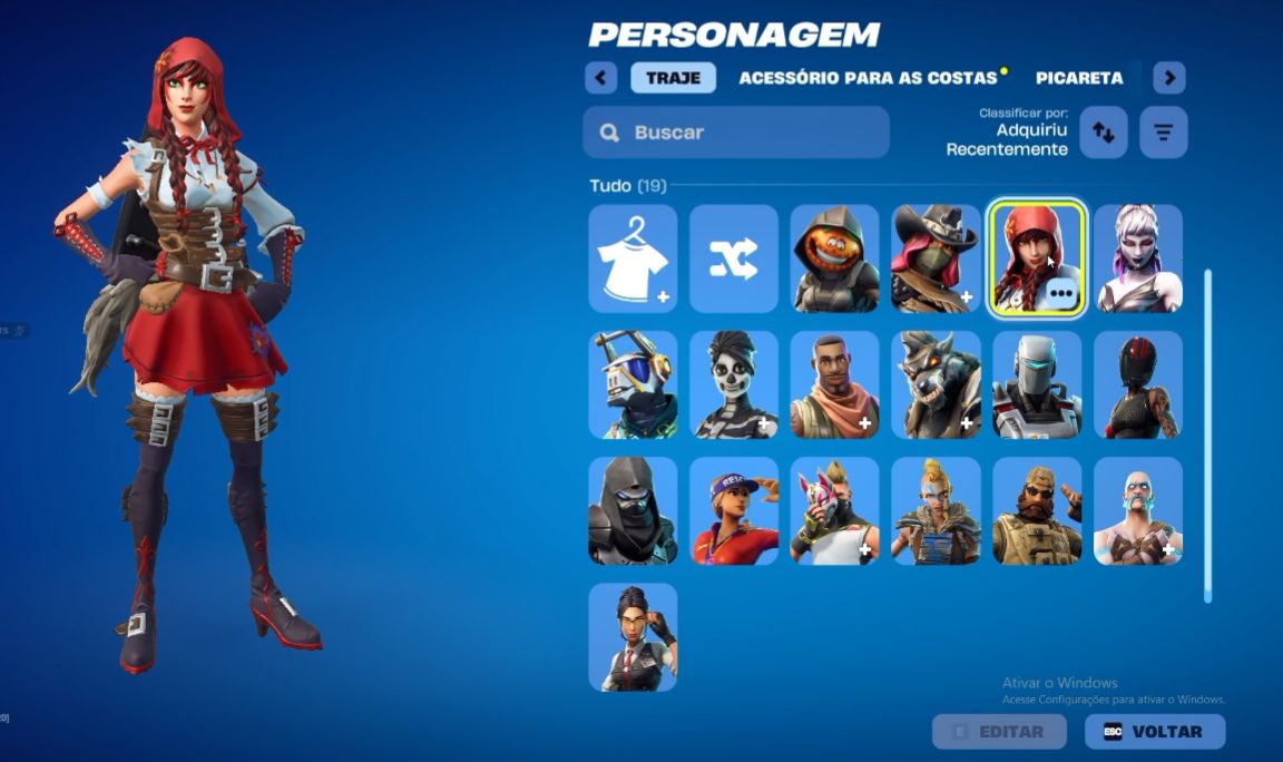 CONTA FORTNITE COM PERSONAGEM PASSE ANTIGO PRA SAIR LOGO