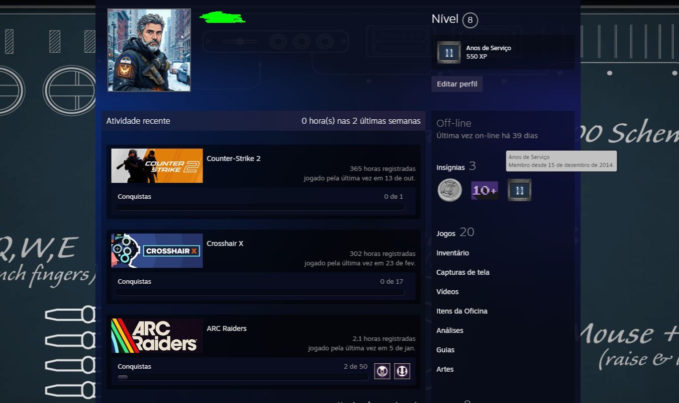 Conta cs2 prime + 5 medalhas + 180 dolares gastos