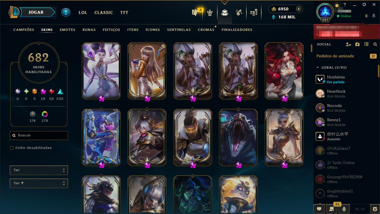 Conta League Of Legends LV681 682 SKINS