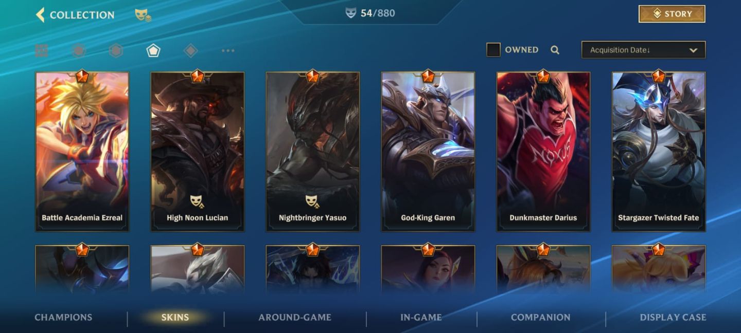 CONTA WILD RIFT 54 SKINS