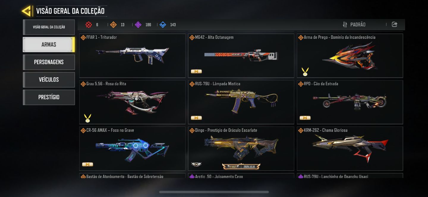 Conta Call of Duty móbile, 6 Armas mística 13 Armas lendárias 5 personagens lend