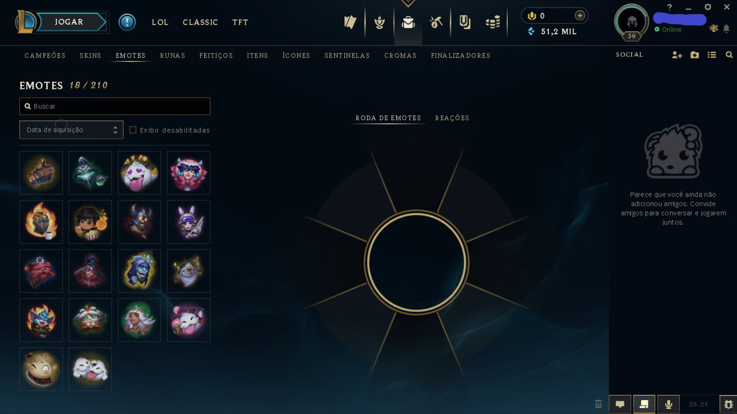 Conta de LoL Nível 39 | Mestre (68% WR) | 30 Campeões | 3 Skins | 55 Ícones e +