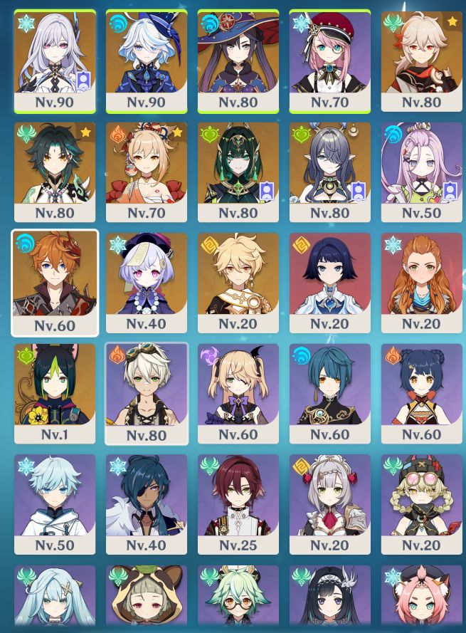 CONTA AR55 COM SKIRK, LAUMA, NEFER, XIAO, YOIMIYA, KAZUHA, FURINA, TARTAGLIA