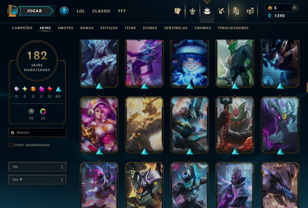 CONTA UNRANKED - 182 SKIN - FULL CHAMP + PREÇO BAIXISSIMO! - 100% SEGURA!