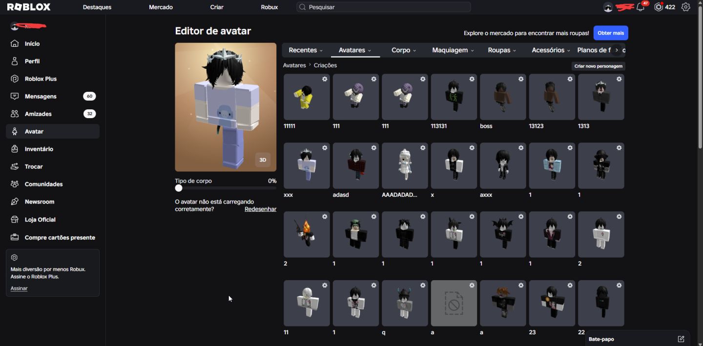 CONTA COM KORBLOX, BASTANTE SKIN PRONTA, CABELOS, ETC (ACEITO OFERTA!)