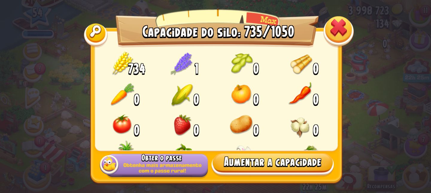 Fazenda hay day nível 54