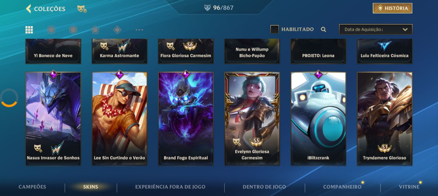 Conta tunada do wild rift Beta, criada por mim