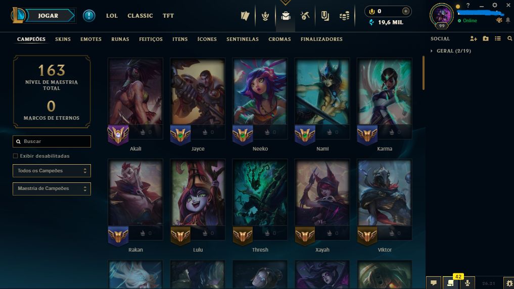 CONTA LOL MESTRE 4 PDL - NIVEL 99, 20K ESSENCIA AZUL | MMR alto |