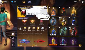 Conta de free fire com vários itens raros e lvl 75