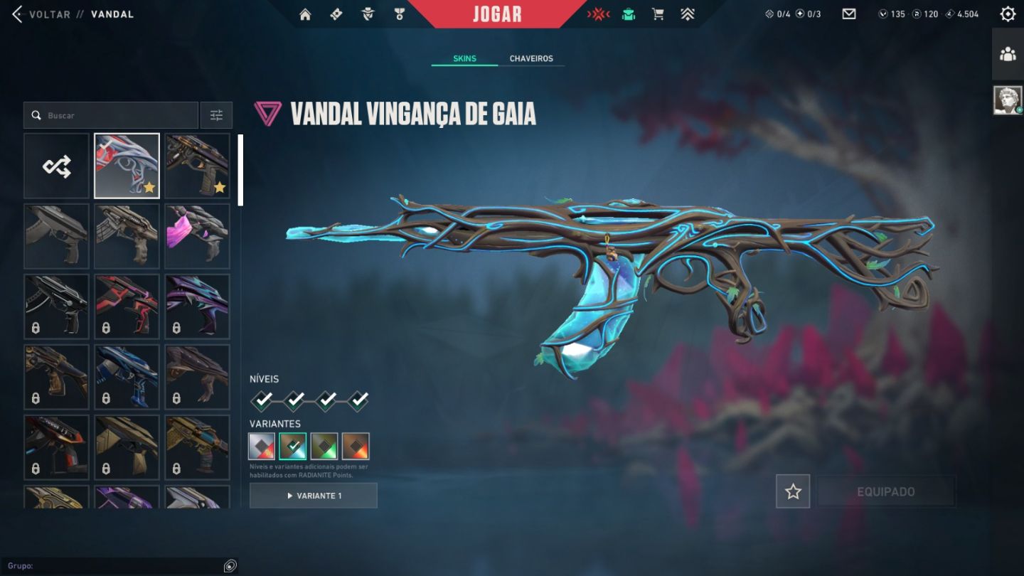 Conta de valorant nível 272, elo high play, vadal prelúdio e gaia