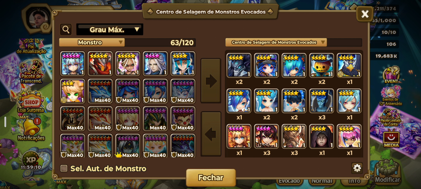 Conta Iniciante Summoners Wars 2 LD NAT Lucifer + Seimei com Leo