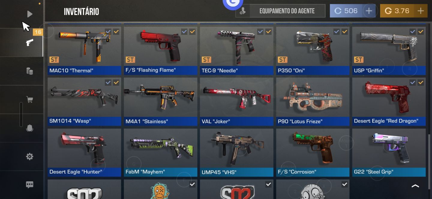 Conta com 1800 golds em skins