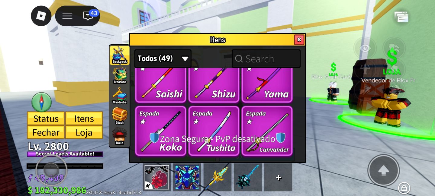 Conta blox fruits end game, conta completa, +skins no catálogo