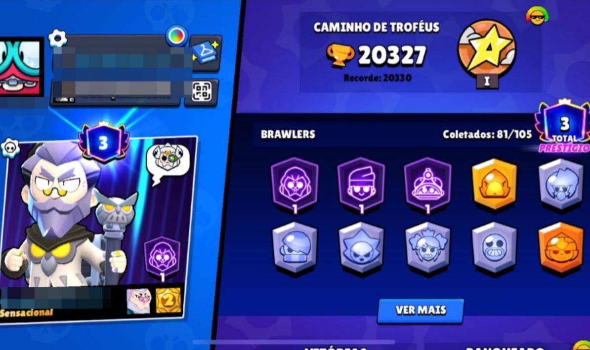 Conta Brawl Stars 20k+ | 3 Passes Pagos | 81 Brawlers | Skins | FULL ACESSO