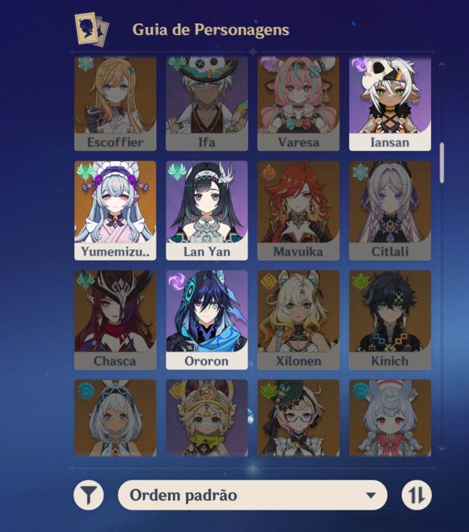 Conta Genshin Impact Ásia AR10 Personagens 5