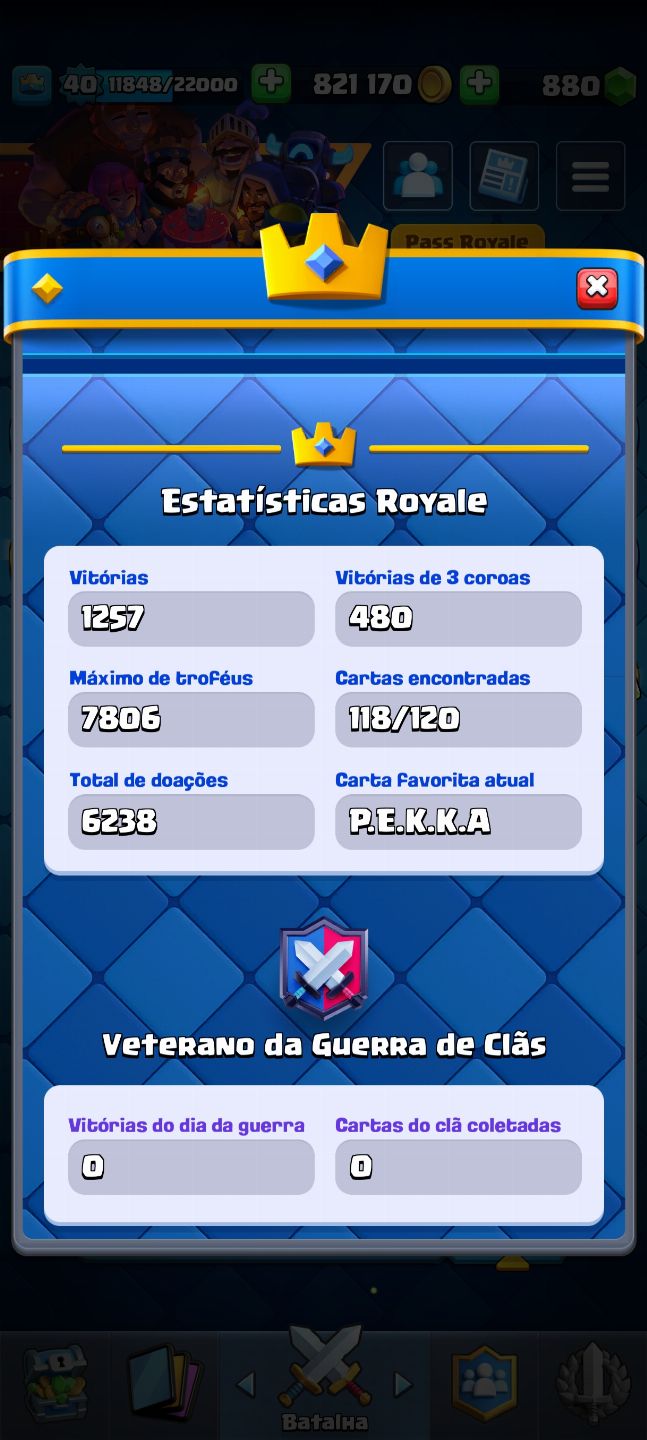 Clash Royale com 4 evoluções e arena 20