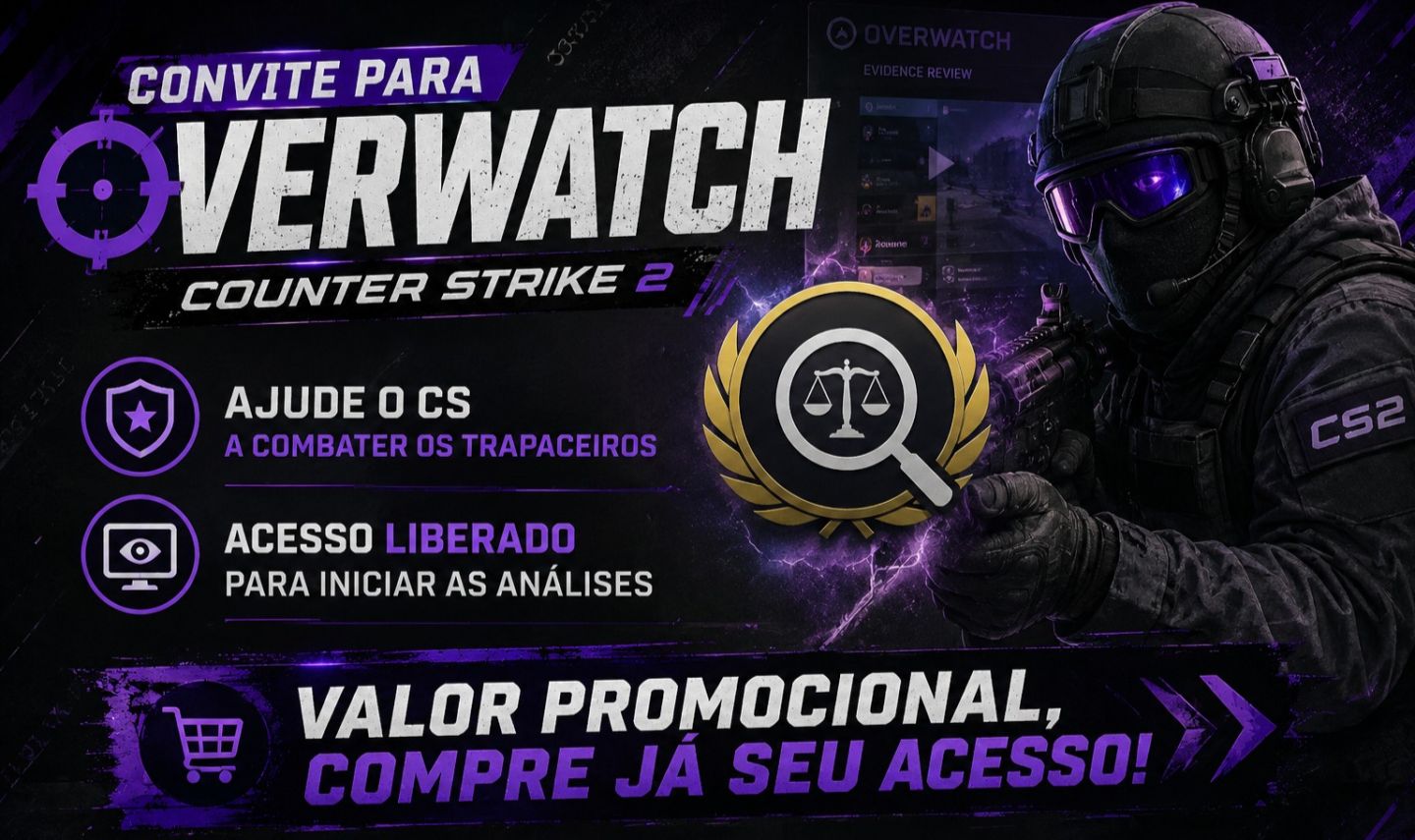 Convite para Overwatch/Vacnet Counter-Strike 2 (CS2)