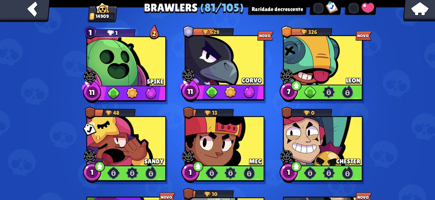 CONTA BRAWL STARS(MELHOR PREÇO) SPIKE,CHESTER,SANDY