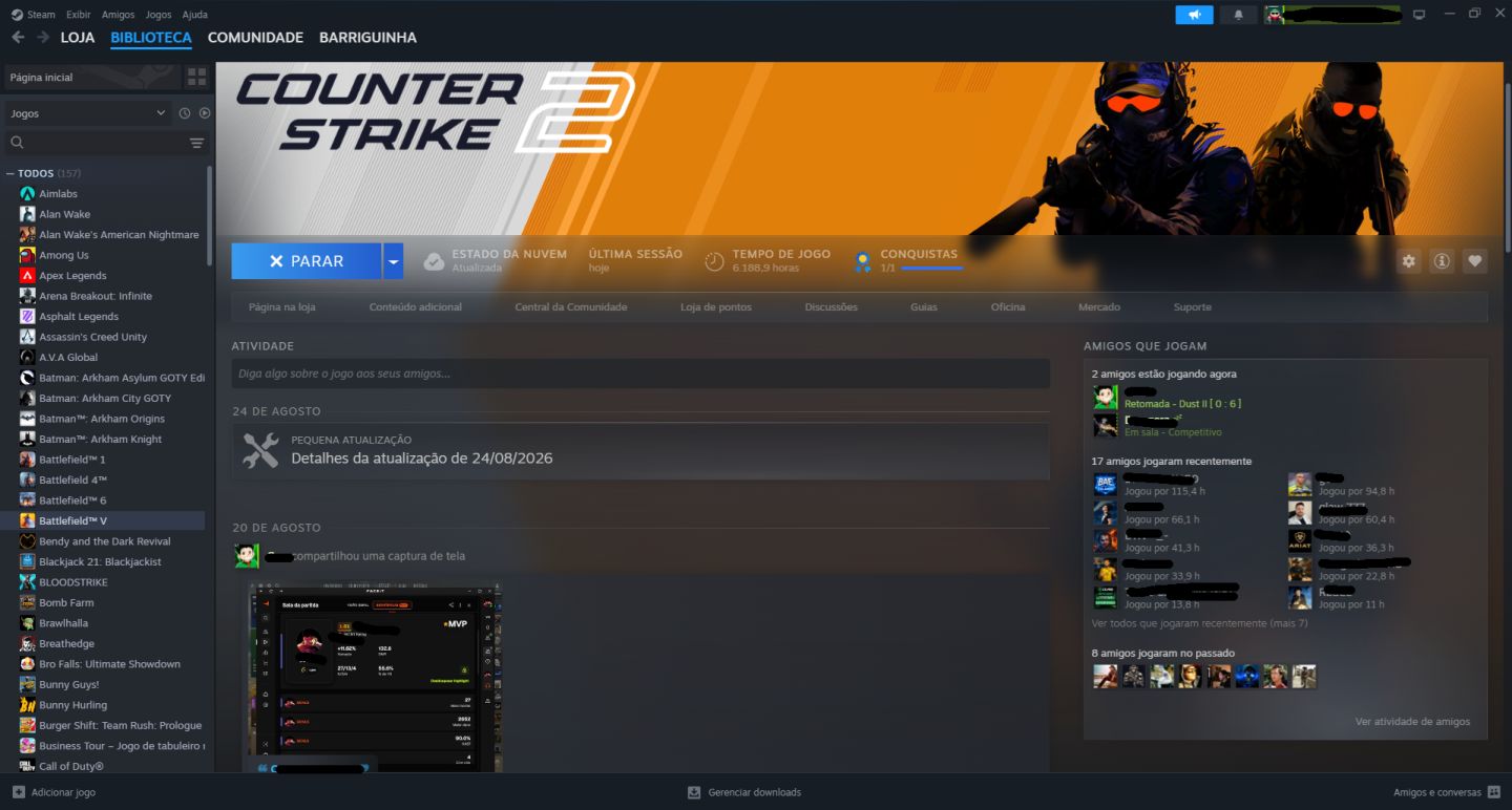 CONTA STEAM, CS2 (LVL 18 GC, 7 FACEIT 23K ESPECIAL SEASON 4) MEDALHAS E JOGOS