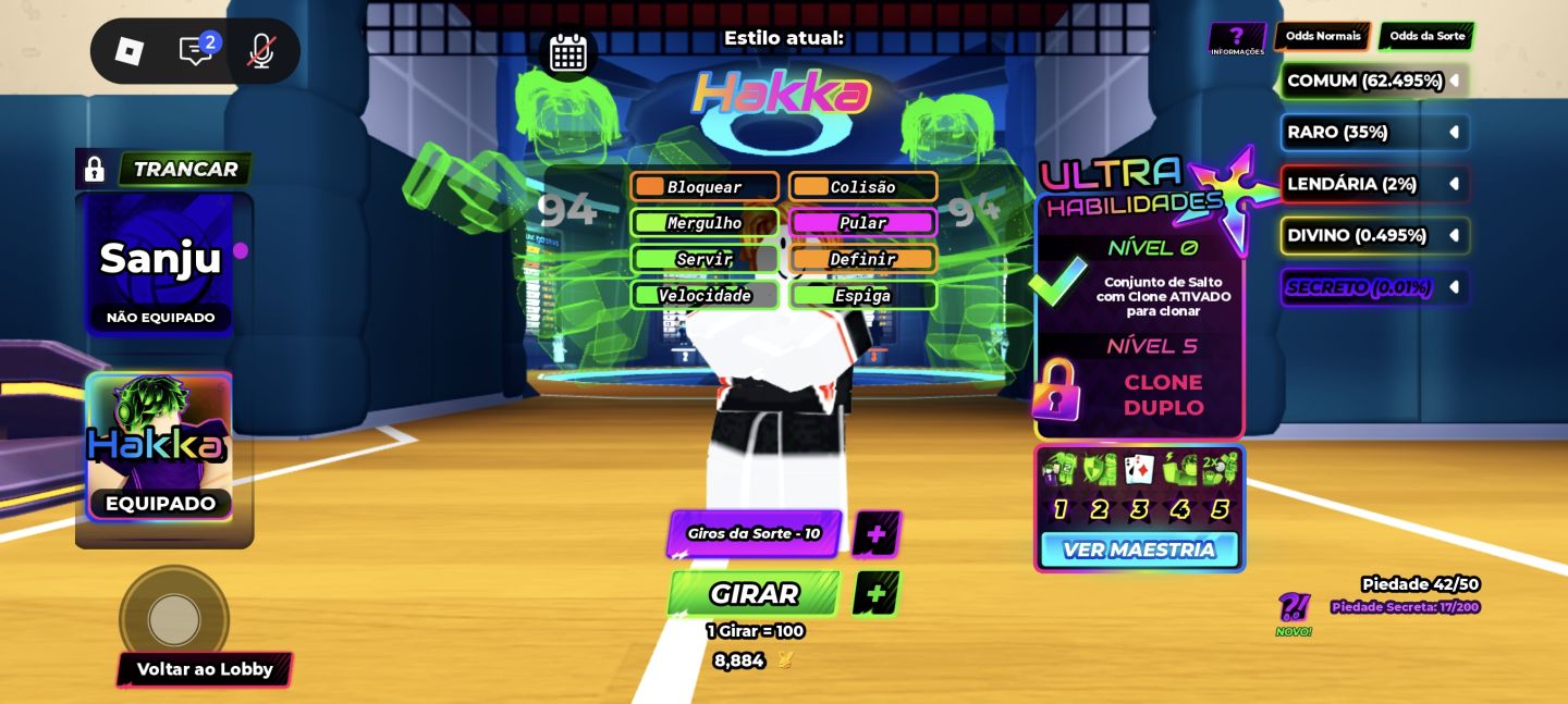 VOLLEYBALL LEGENDS (SANJU+HAKKA+KAZANA+KUMO)+1 SLOT LIVRE + 44 LUCKY SPIN