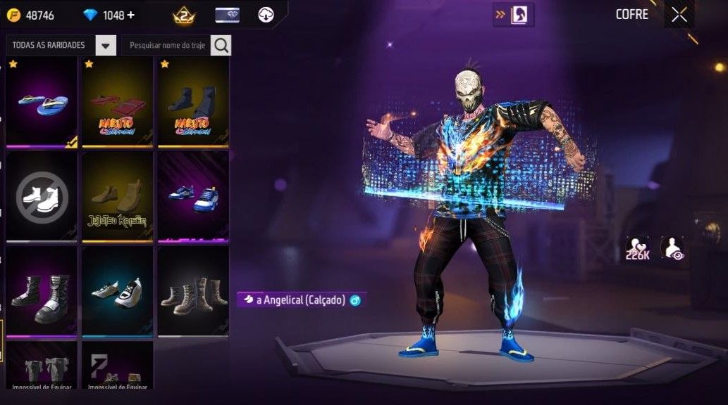 CONTA FREE FIRE LVL 30 MESTRE 5 BR COM MEGUMI JJK|KAKASHI |JIRAYA E 1048 DIMAS
