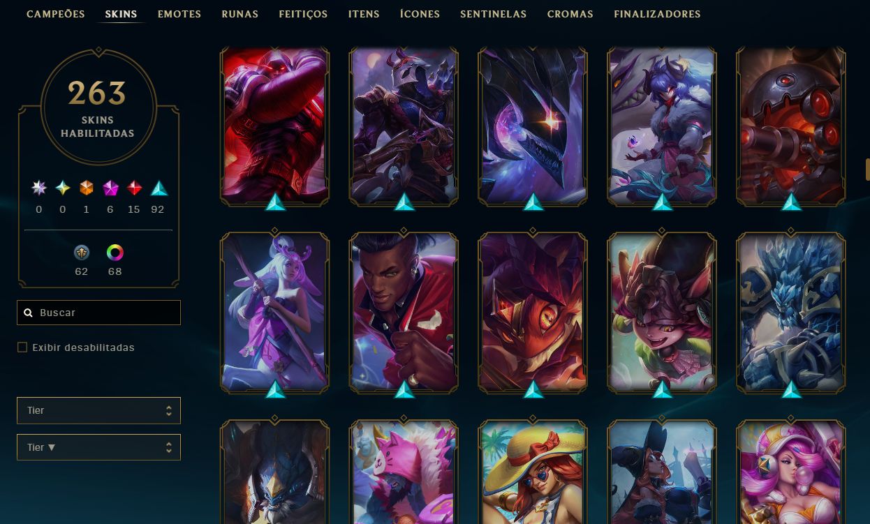 CONTA LEAGUE OF LEGENDS - 263 SKINS - ULTIMATE/MITICAS/LENDARIAS - FULL ACESSO
