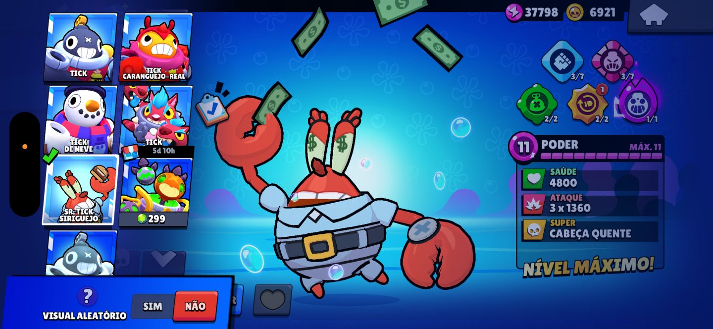 CONTA DE BRAWL COM VARIOS ITENS RAROS(PARCERIA BOB SPONJA+SUBAY SURFERS)