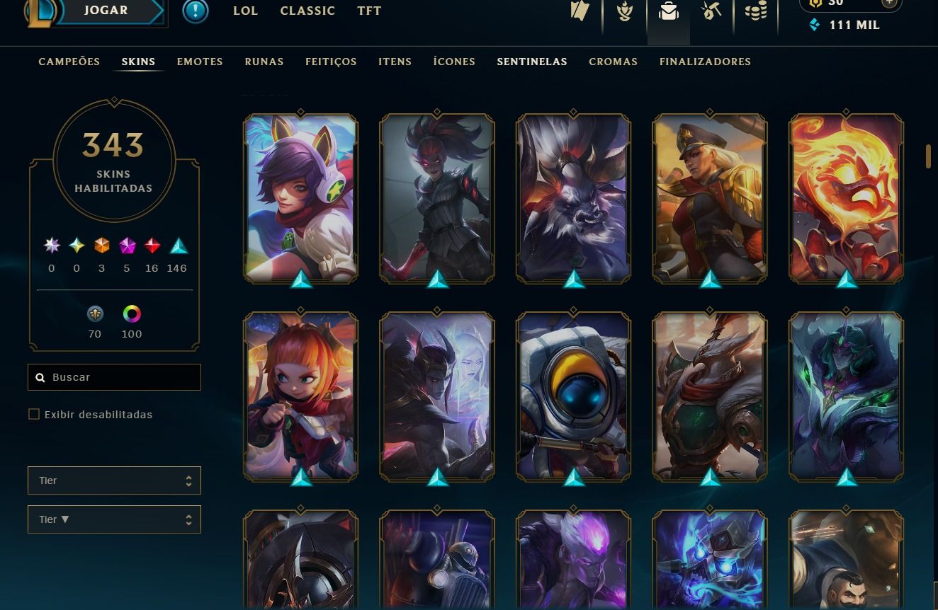 Conta com 4 skin primatica e 3 ultimate