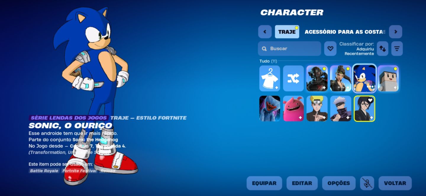 Conta no Fortnite com passe do sonic!