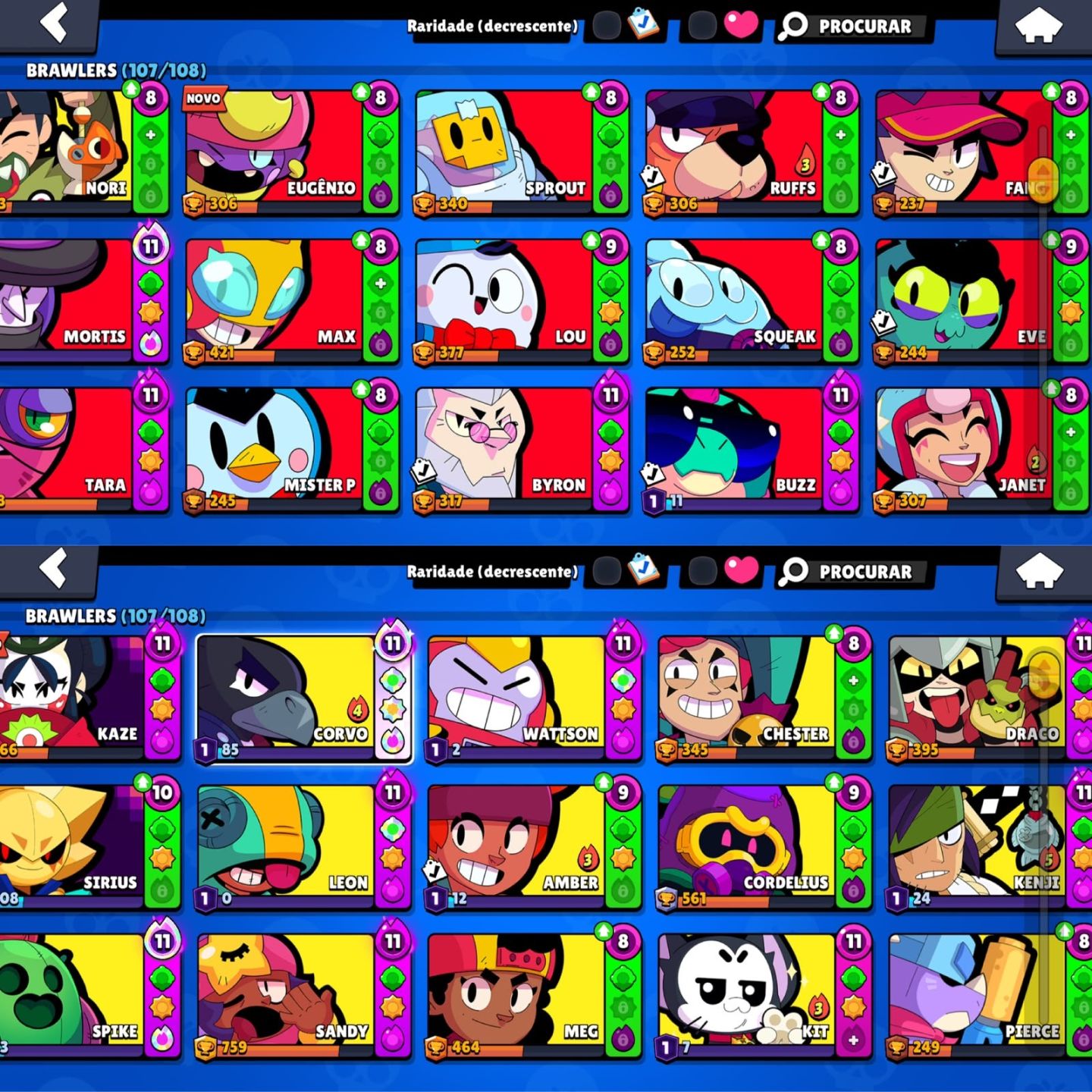 CONTA DE BRAWL STARS 61K DE TROFEUS |107 BRAWLERS FAMA LUNAR