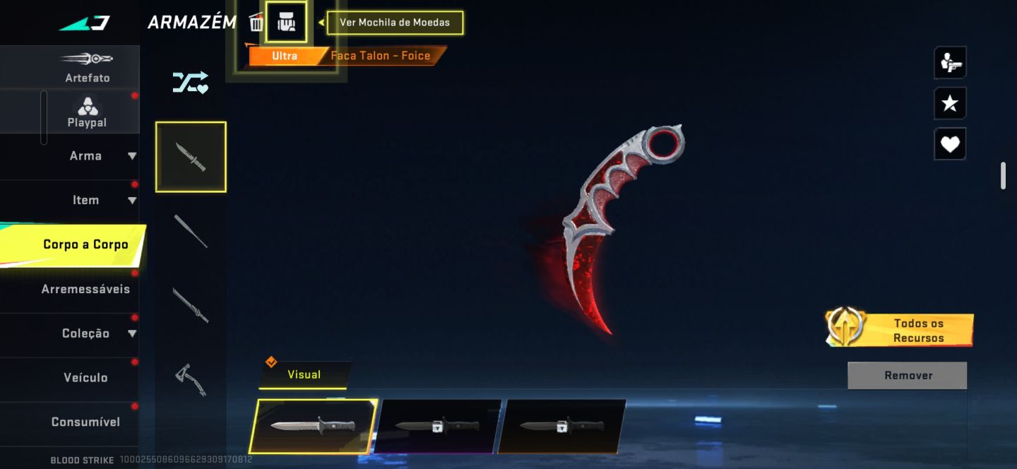 Conta BloodStrike com Karambit vermelha 95% de desconto oferta maluca