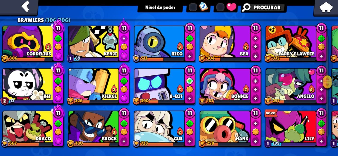 Conta Brawl Stars bem upada, Full Acesso 330+ Skins 106 Brawlers