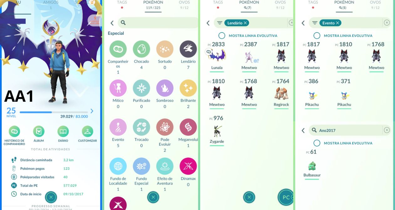 [SALDÃO] CONTAS POKEMON GO - Escolha a sua - Lendário Mewtwo entre outros