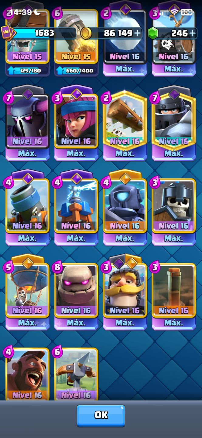 CONTA CLASH ROYALE UPADA COM 8 HERÓI, 17 EVOLUÇÃO 13k troféus