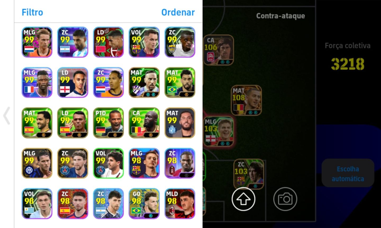 Conta Efootbal com Vieira, Neymar copa do mundo, Hazard e Dembélé Big Time !
