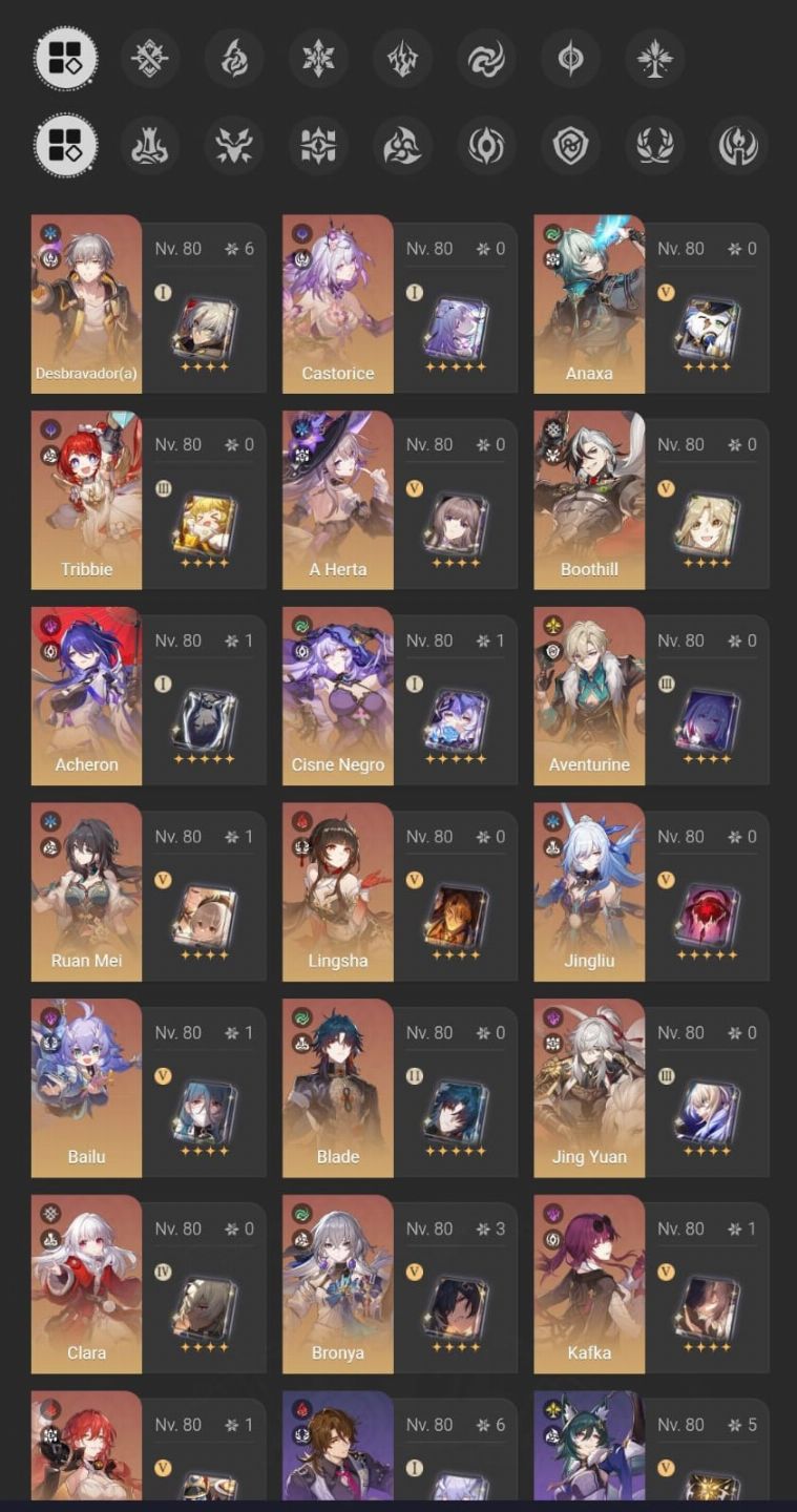 CastoriceE0S1,TribbieE0S1,BothillE0S0,KafkaE1S0,BSE0S1 Total 28T5+Genshin