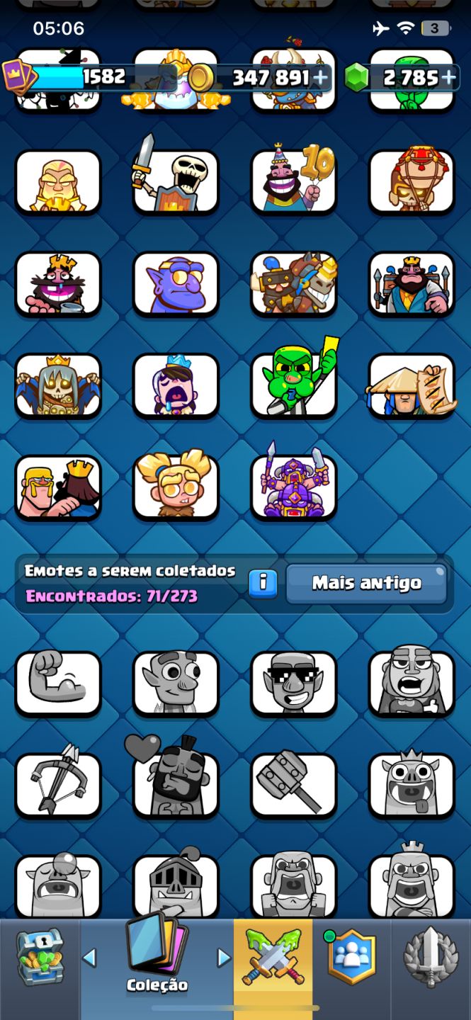 13K | 122/123 CARTAS | 2.785 GEMAS | 347K OURO | 9 CURINGAS EVO