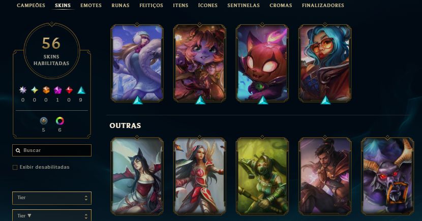 CONTA PLATINA / VEIGAR CRIPTA DE MAGMA / KHAZIX ESTRELA NEGRA / 16 SKINS /14KEA