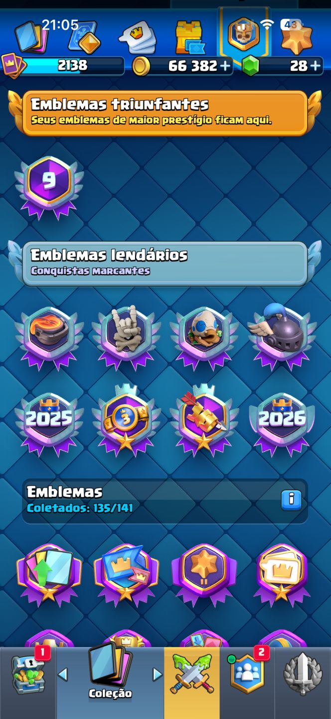 CONTA CLASH ROYALE! 14k+ já foi maior campeão. Cartas níveis top tier