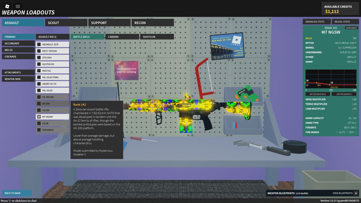 CONTA DE PHANTOM FORCES RANK 117, COM ALGUNS PREBUYS! 11K DE ROBUX GASTO NA ACC!