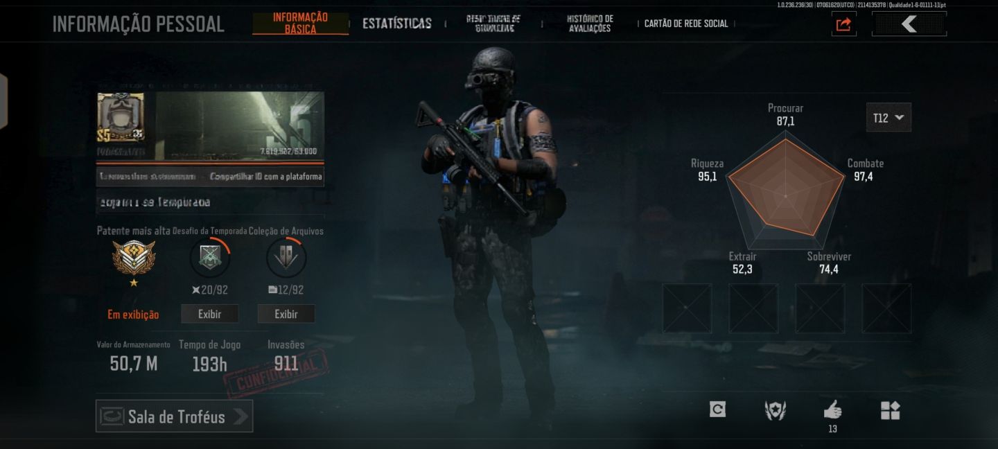 Conta arena brekaut Mobile com 52,1 milhões de armezem e skin de patente da S4