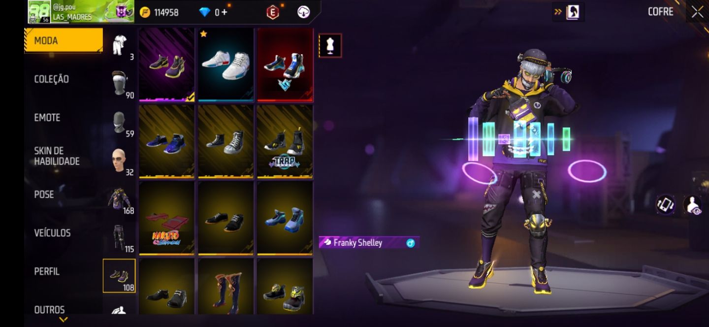 Conta de free fire diamante com várias skins