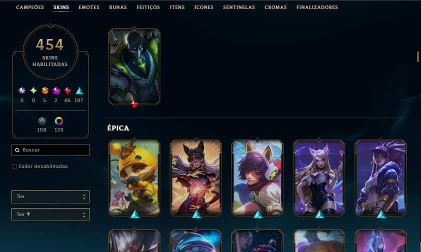 Conta do lol com 454 Skin