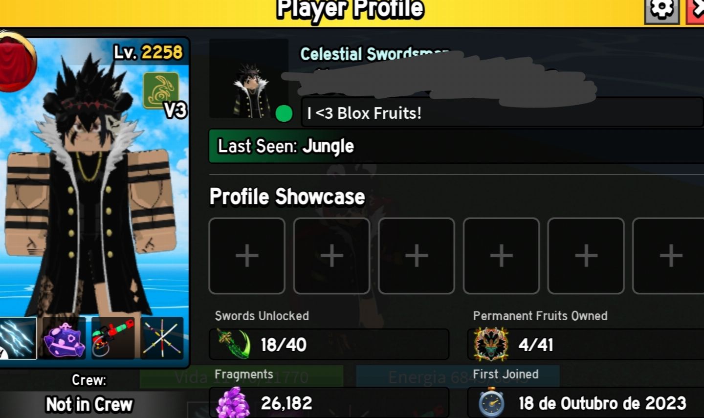 CONTA DE BLOX FRUIT DE NIVEL BAIXO