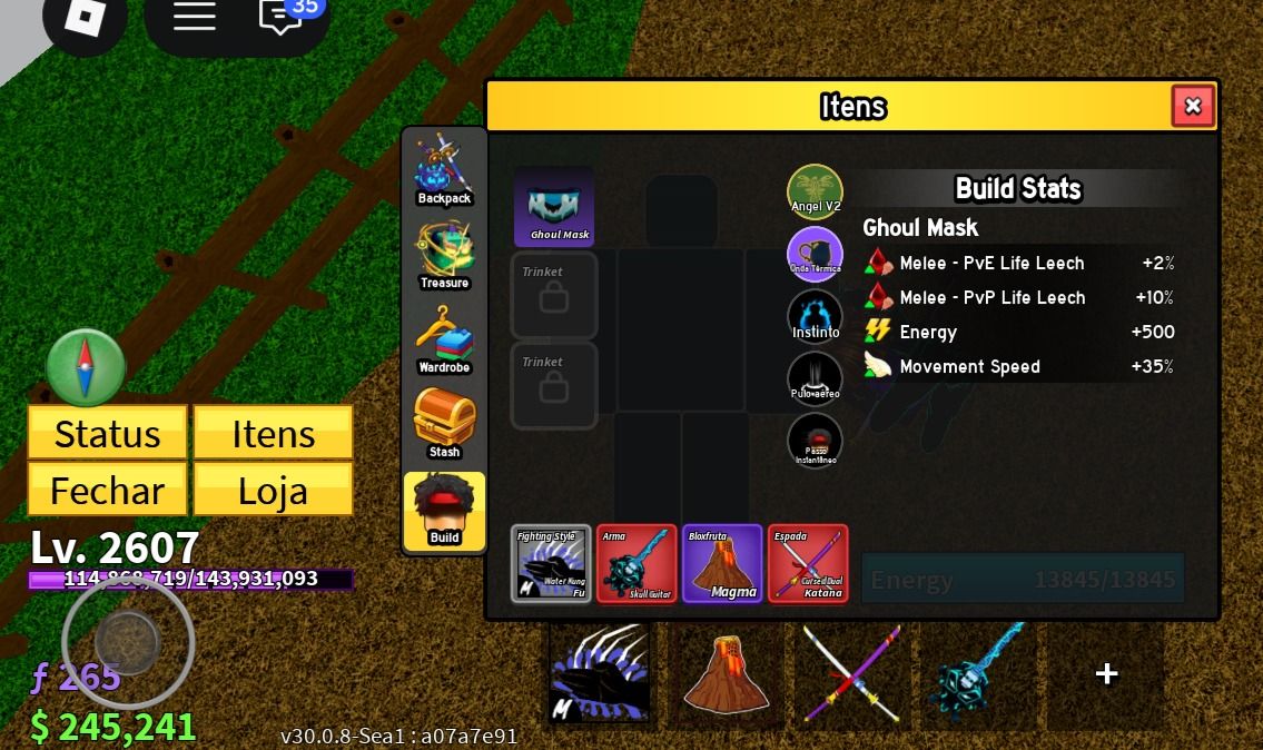 Conta Roblox com 2 frutas permanentes | 99 noites e upada em vários jogos